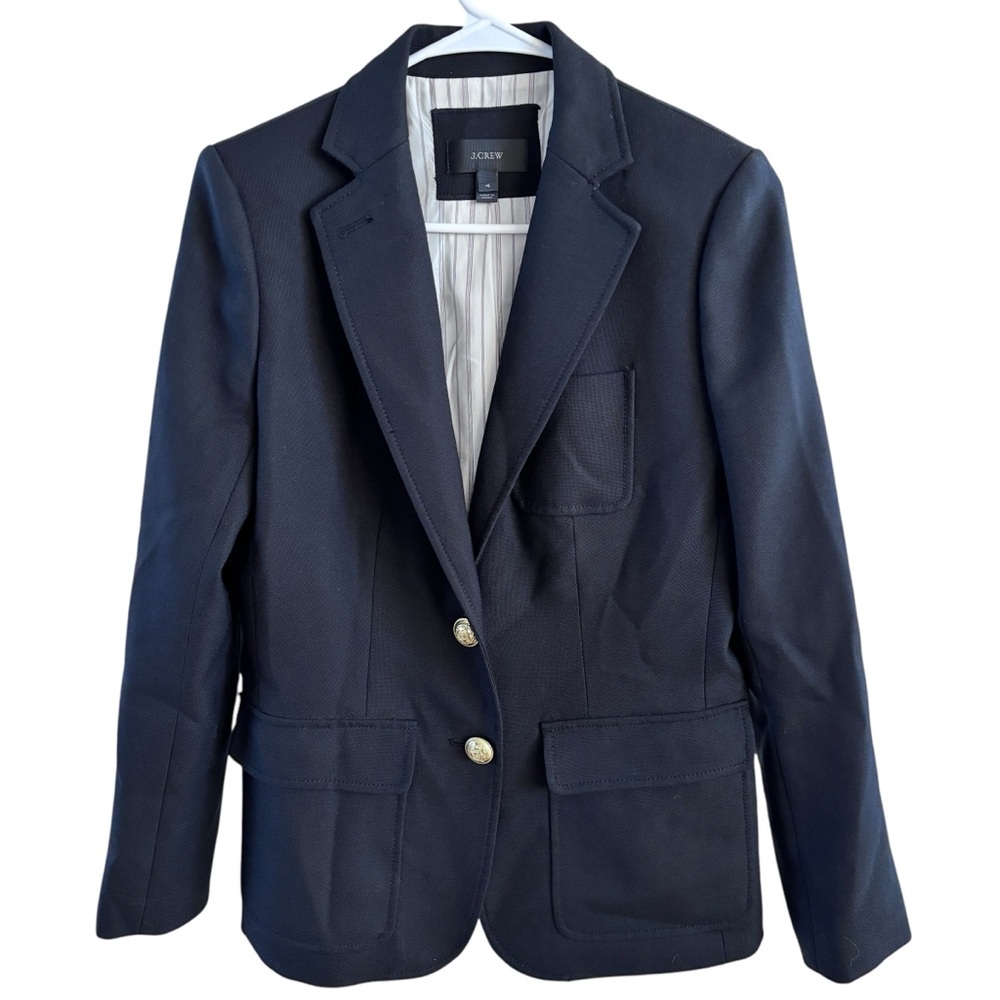 J.Crew 100% Wool School Boy Blazer Navy Blue Gold Buttons Size 4